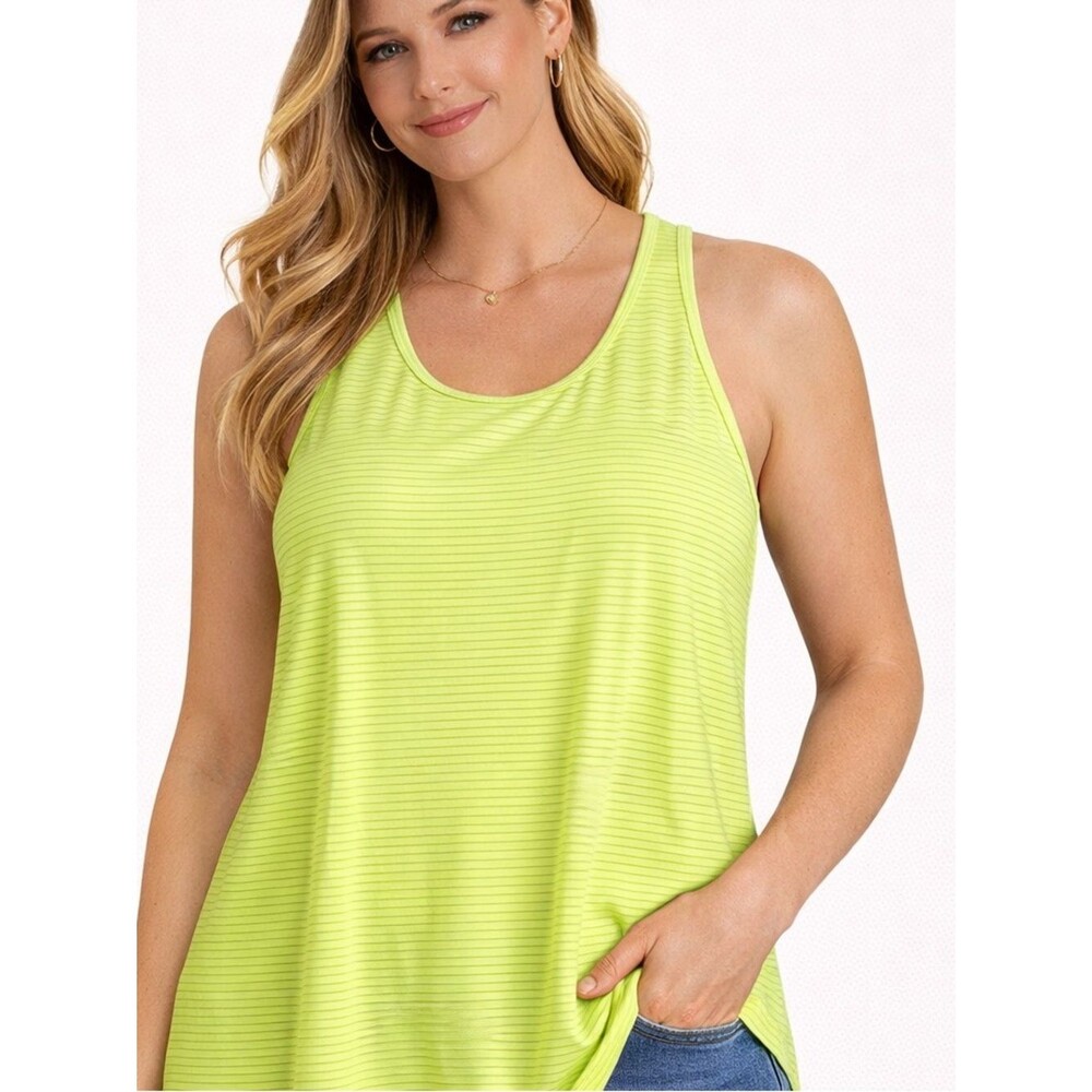 Sleeveless Scoop Neck Tank Top in Lime Green